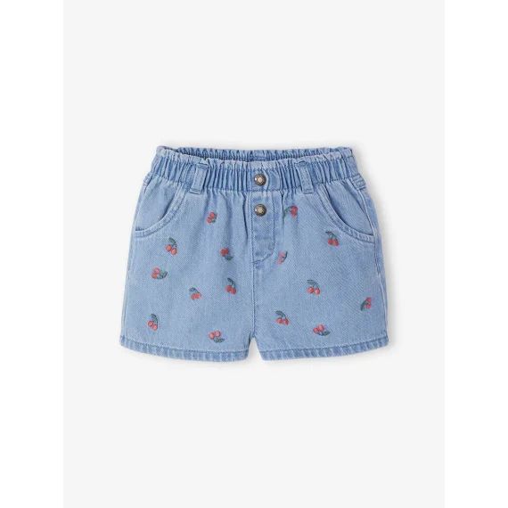 Short en denim brodé bébé double stone