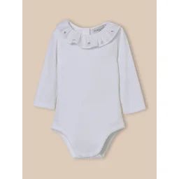 Body Col Brodé En Coton Biologique Blanc Doux