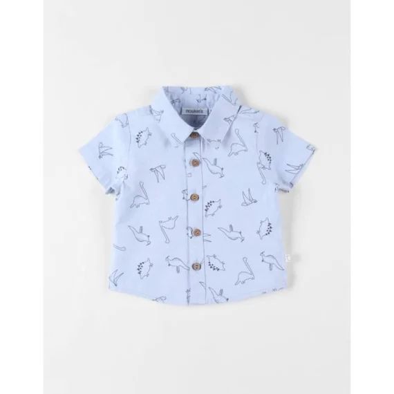 Chemise Chambray Dinos À Manches Courtes Bleu
