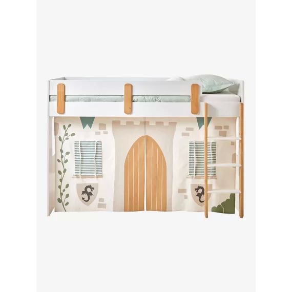 Tente de lit Chevalier pour lit mezzanine mi hauteur ligne Everest blanc imprimé