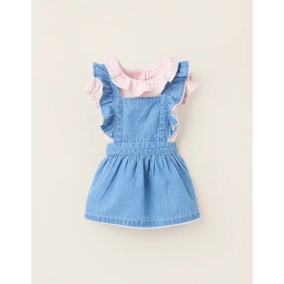 Body + Robe Salopette À Volants Rose Clair