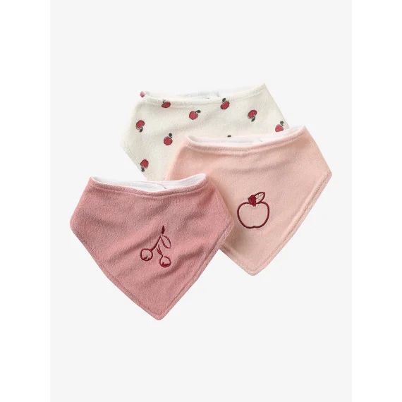 Lot de 3 bavoirs bandanas en éponge lot rose
