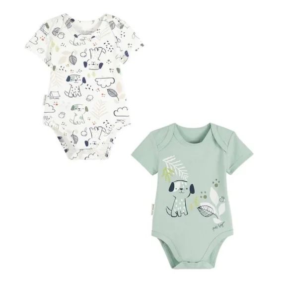 Lot De 2 Bodies Bébé Manches Courtes Elliot Vert