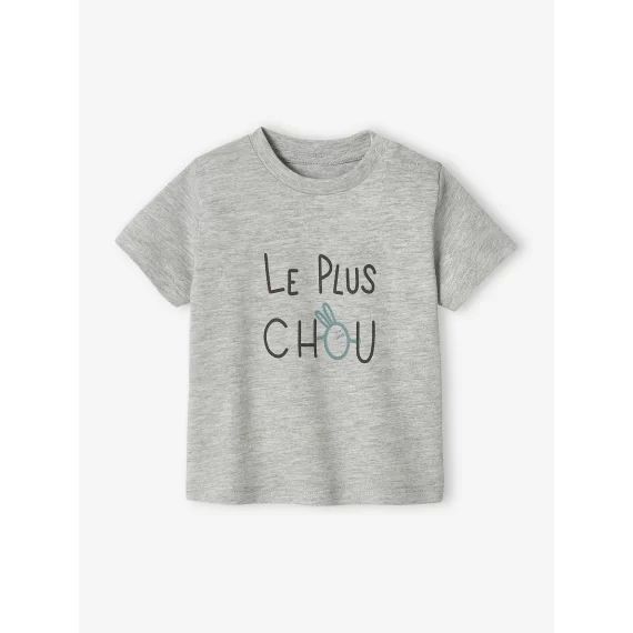 T-shirt imprimé bébé garçon gris chiné