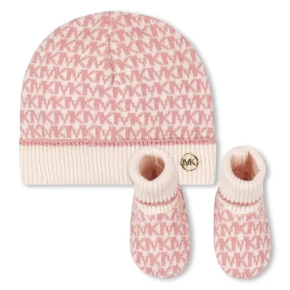 Ensemble bonnet + chaussons Fille Rose