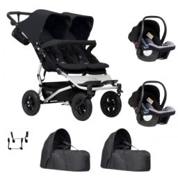 Poussette Double Mountain Buggy Duet V3.2 – Black + 2 Cocoon V2 + 2 Coques Protect