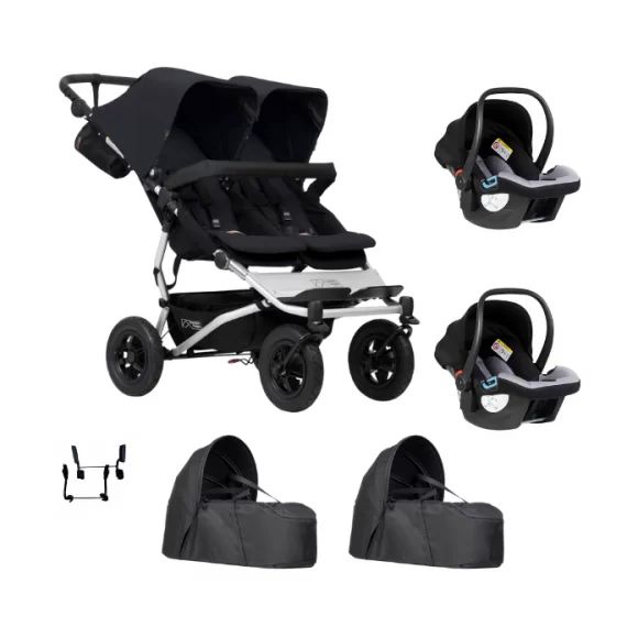 Poussette Double Mountain Buggy Duet V3.2 – Black + 2 Cocoon V2 + 2 Coques Protect