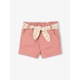 Short paperbag avec ceinture bébé rose
