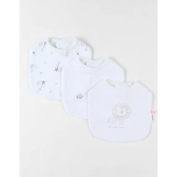 Ensemble De 3 Bavoirs Imprimé Savane En Jersey Gaufré – Beige Beige