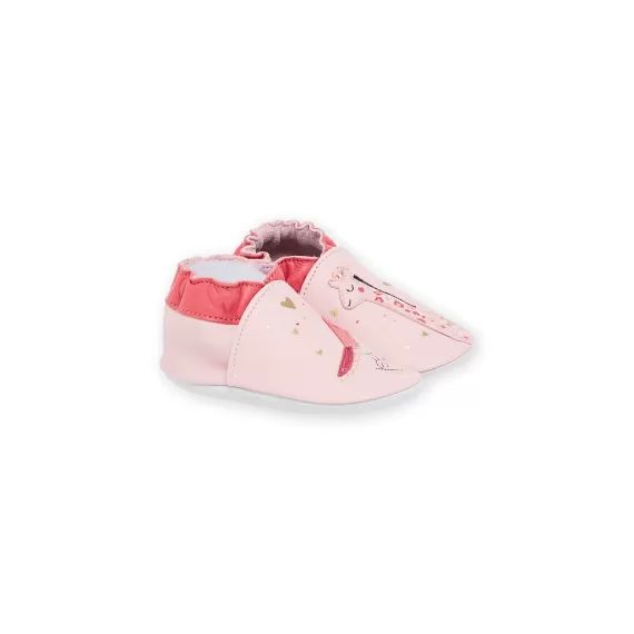 Chaussons En Cuir Souple À Imprimé Fantaisie – Rose