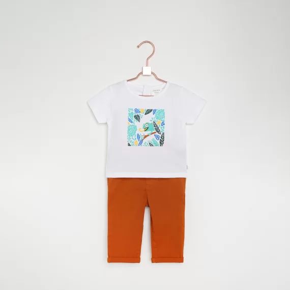 T-shirt imprimé lézard carré Garçon Blanc