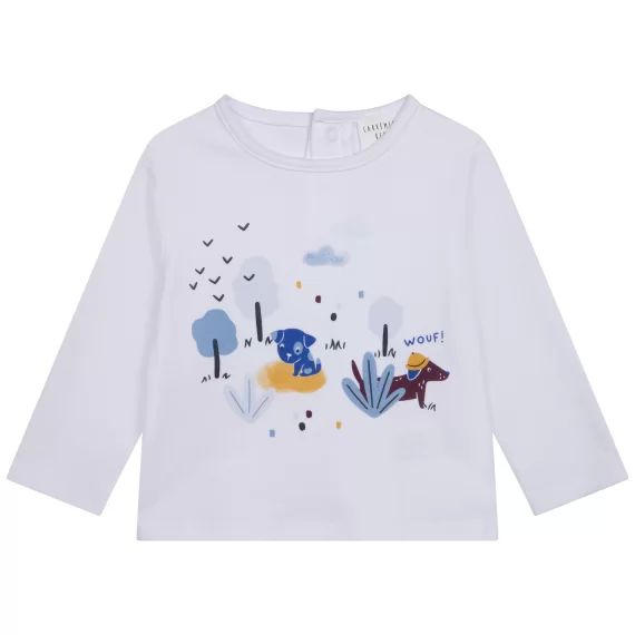 T-shirt en coton imprimé Garçon Bleu