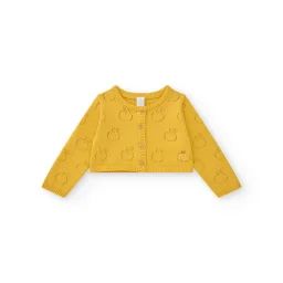 Veste En Tricot Pour Fille Avec Motif Ajouré De Pommes Jaune