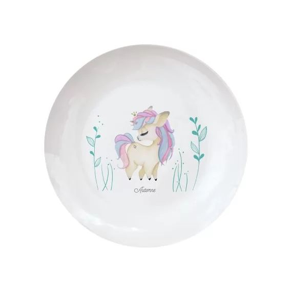 Assiette en porcelaine Licorne (personnalisable)