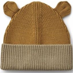 Bonnet ours en coton bio Gina Golden caramel oat mix (6-9 mois)