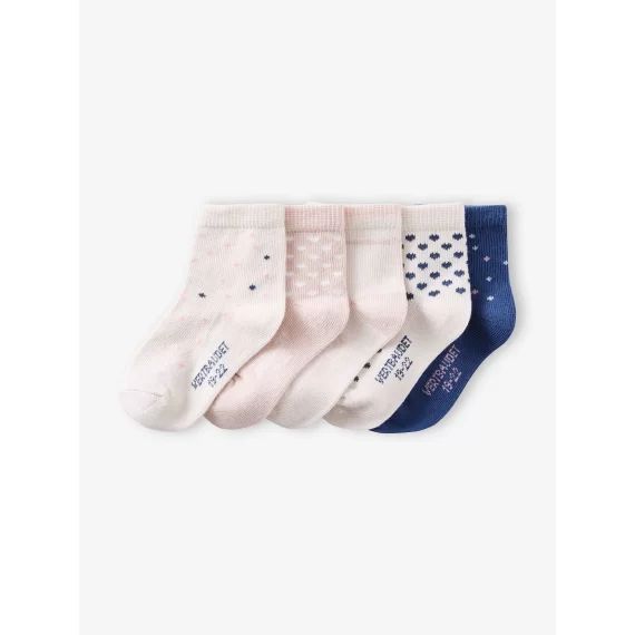 Lot de 5 paires de chaussettes fantaisie bébé fille rose pâle