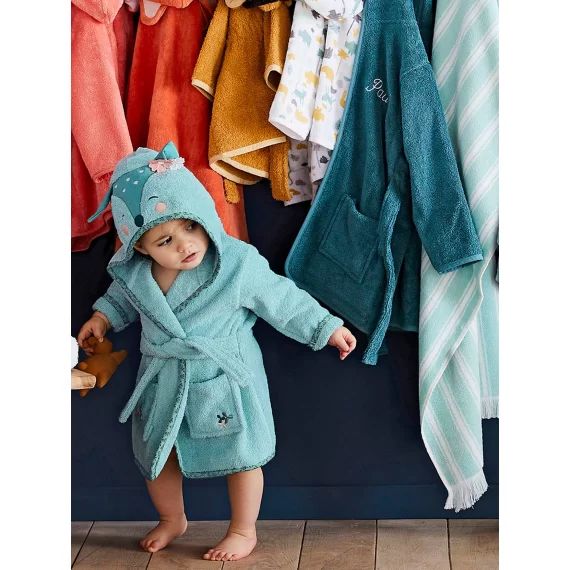 Peignoir bébé personnalisable Biche vert