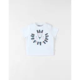 T-shirt Lion À Courtes Manches Blanc
