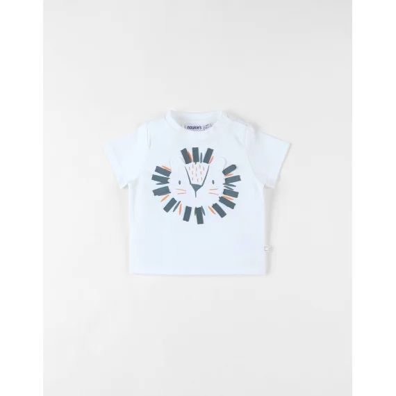 T-shirt Lion À Courtes Manches Blanc