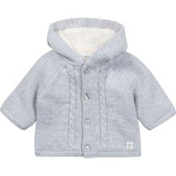 Manteau en tricot à capuche Garçon Gris