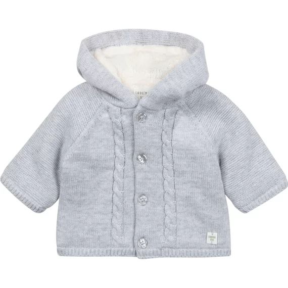 Manteau en tricot à capuche Garçon Gris