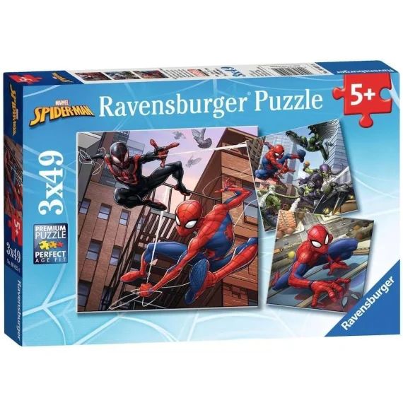 Puzzle Spiderman En Action 3×49 Pcs Bleu