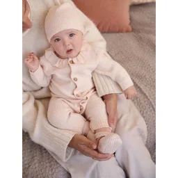 Ensemble naissance combinaison et bonnet rose