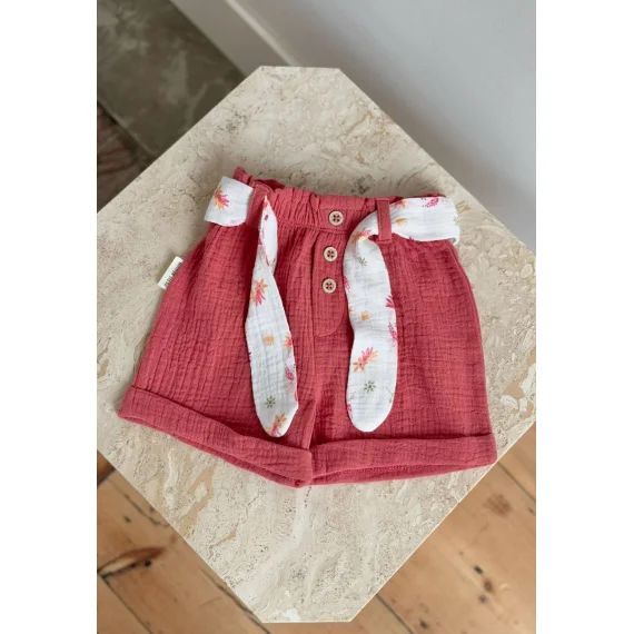 Short Enfant En Gaze De Coton Fiesta Rose