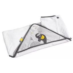 Babyfan – Sortie de Bain et Gant Jaune,Blanc,Gris blanc