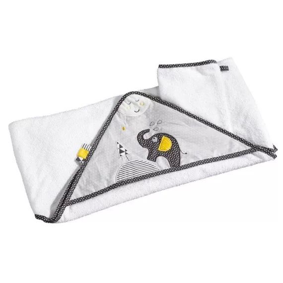 Babyfan – Sortie de Bain et Gant Jaune,Blanc,Gris blanc