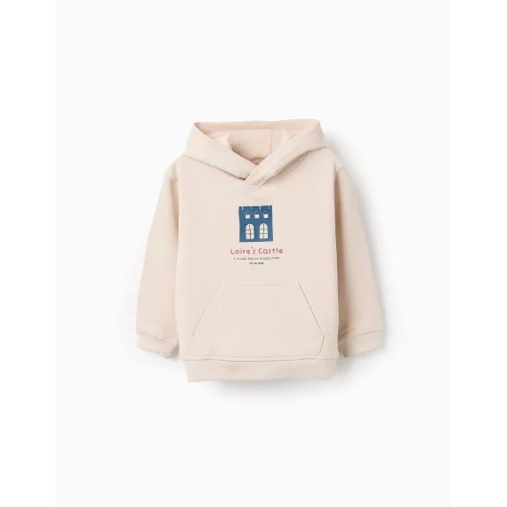 Sweat En Coton Avec Capuche Beige Clair