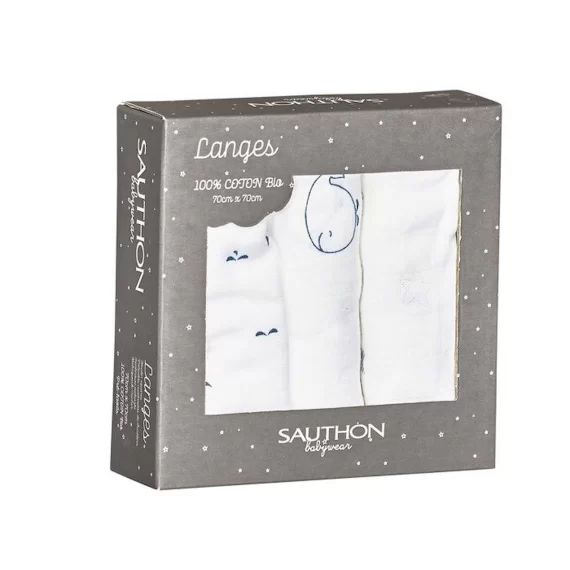 Langes bébé en coton bio blanc blanc
