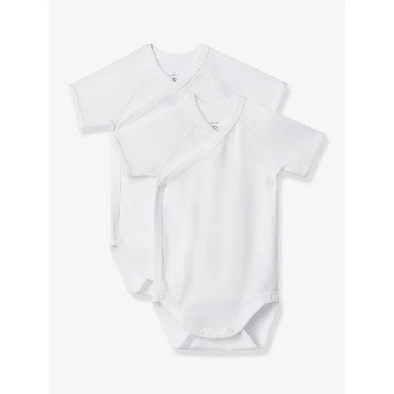 Lot de 2 bodies naissance manches courtes PETIT BATEAU blanc