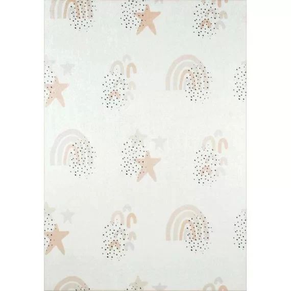 Tapis Chambre Enfant – Etoiles Happy Crème – Creme – 160 X 230 Cm – Nazar Rugs Blanc