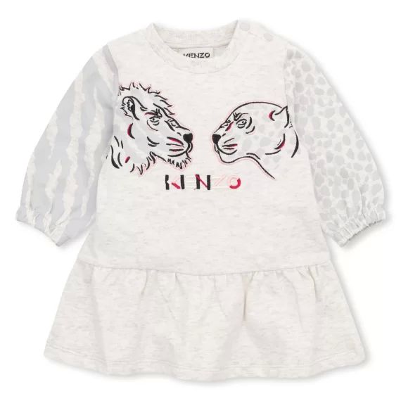 Robe en coton avec imprimé Fille Gris