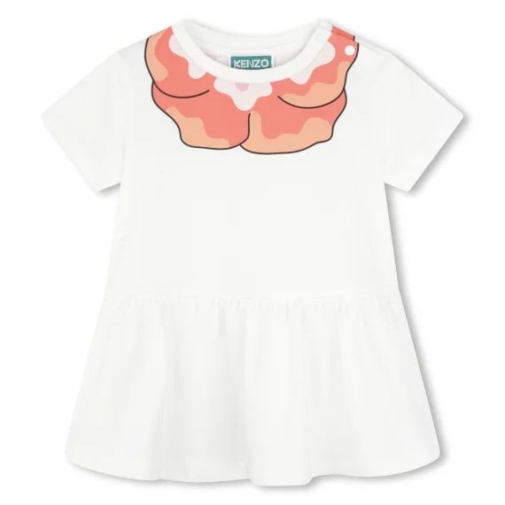 Robe manches courtes en coton Fille Blanc