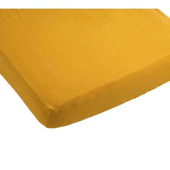 Lot De 2 Draps Housse Rectangle En Coton Jaune