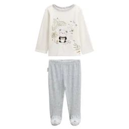 Pyjama bébé 2 pièces en velours Tropic Moon blanc