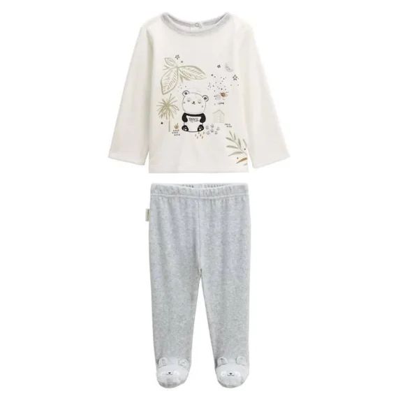 Pyjama bébé 2 pièces en velours Tropic Moon blanc