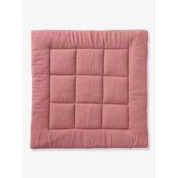 Tapis de sol / Fond de parc uni gaze et percale de coton terracotta