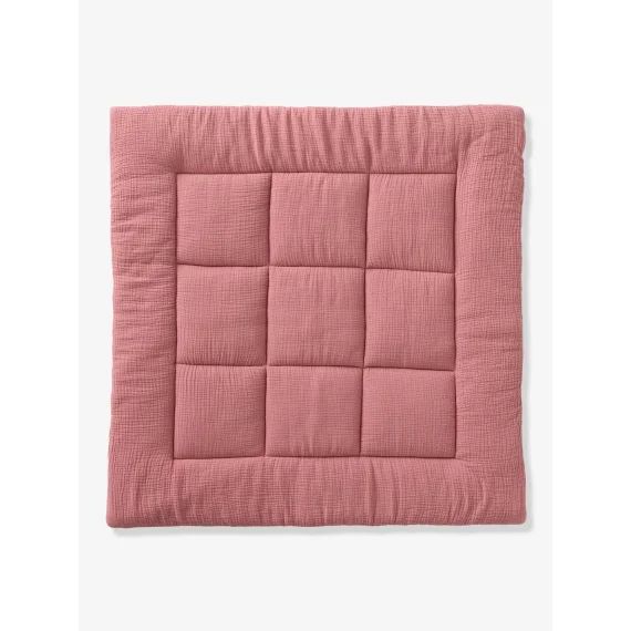 Tapis de sol / Fond de parc uni gaze et percale de coton terracotta