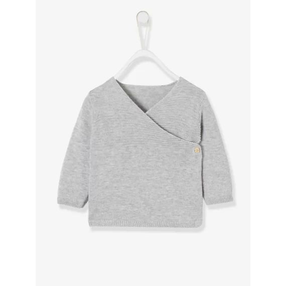 Brassière bébé naissance en tricot de coton bio gris chiné
