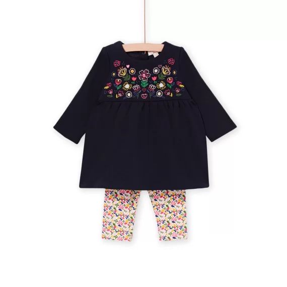 Robe Manches Longues Et Legging Imprimé – Bleu