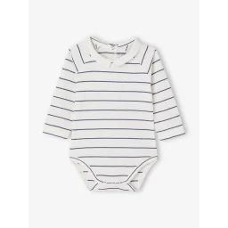 Body manches longues bébé avec col en popeline écru