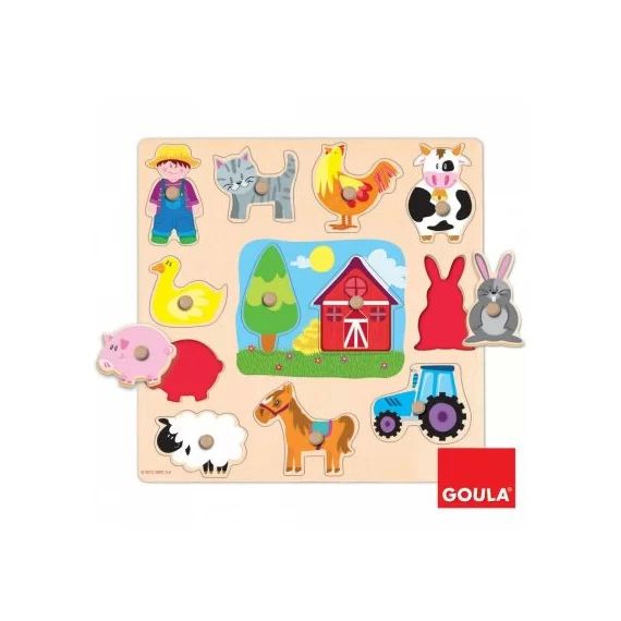 Puzzle Animaux, fermier et tracteur de la ferme (12 pièces)