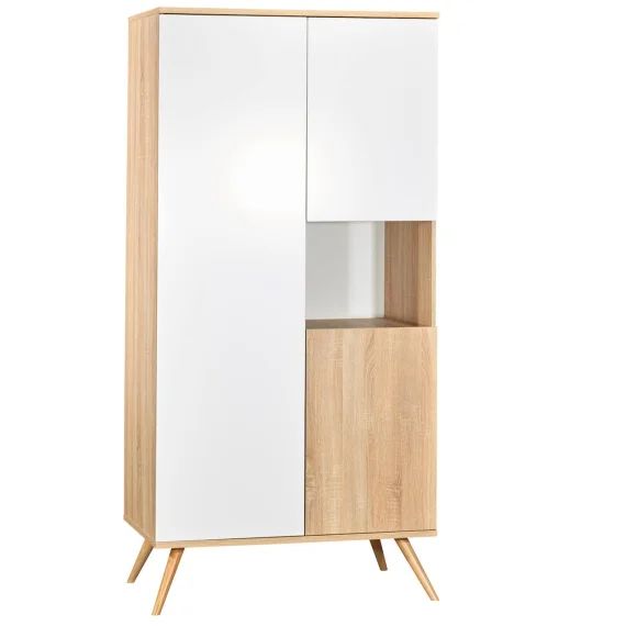 Armoire 3 Portes 1 Niche En Bois Blanc/marron