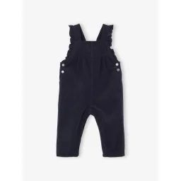 Salopette à volants bébé en velours bleu ardoise