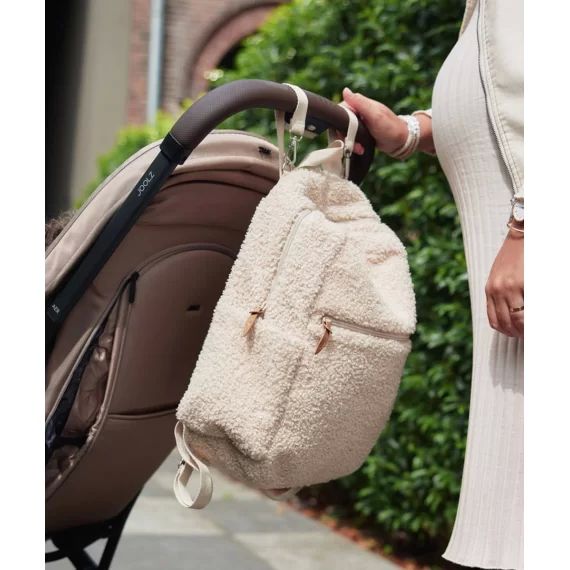 Sac à dos à langer en bouclettes naturel –  – Soldes