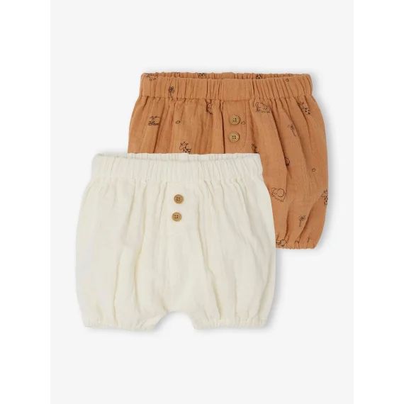 Lot de 2 bloomers naissance en gaze de coton écru