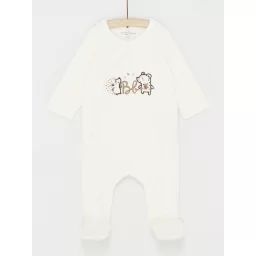 Grenouillère Blanc Cassé À Motifs Animaux Mixte